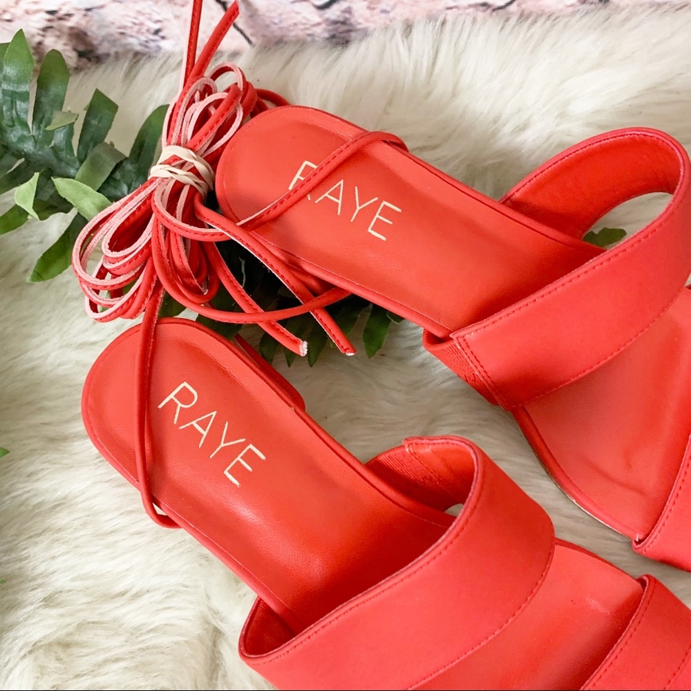 Raye Paris Tie Up Block Heel In Red Size 7 - image 4